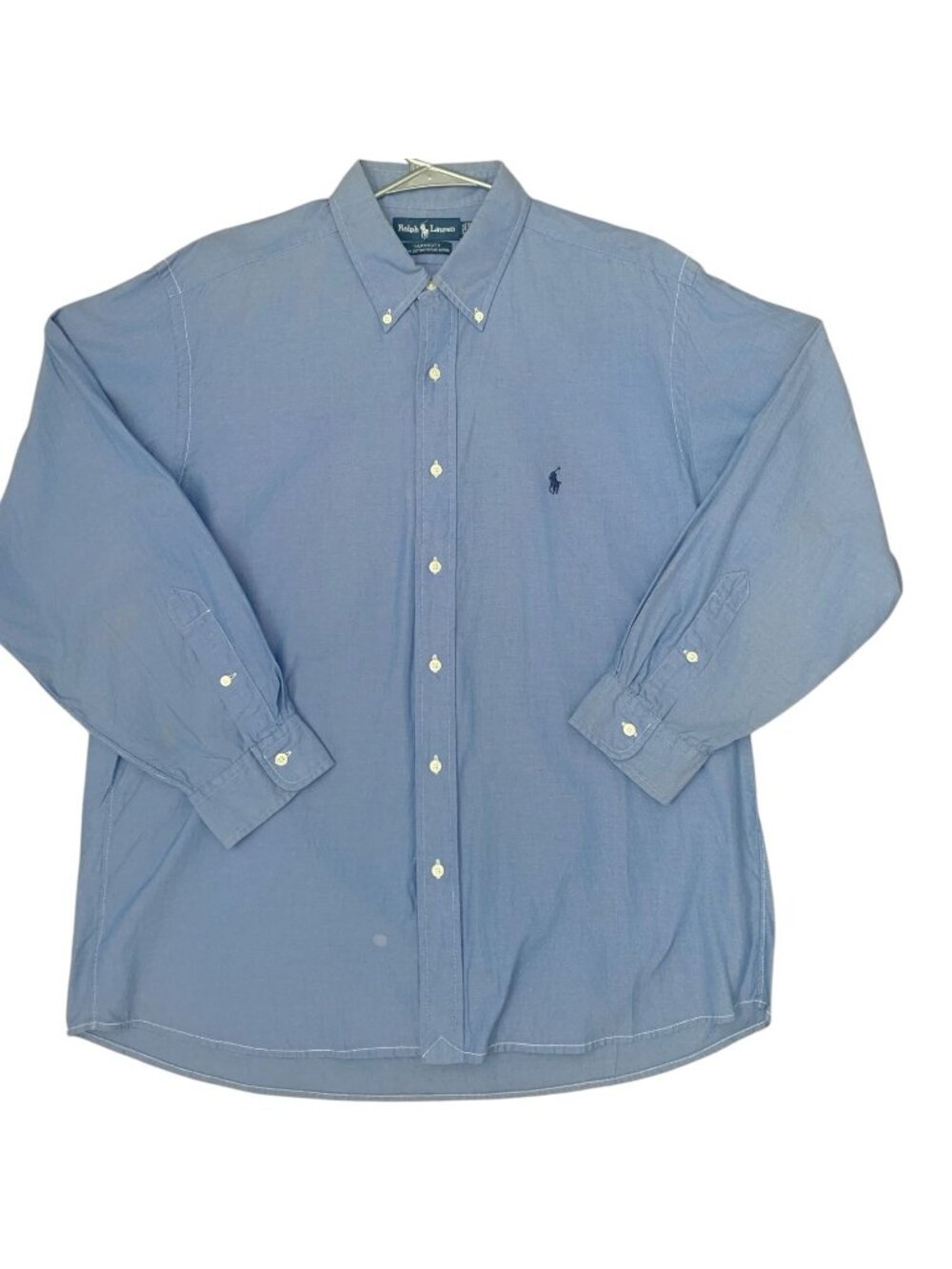Ralph Lauren Yarmouth Oxford Button Down Shirt Blue 100% Cotton 17.5 34